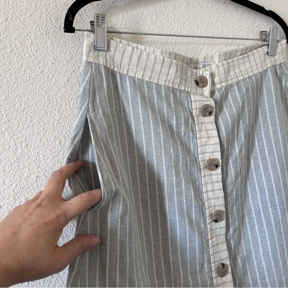 Madewell x The New Denim Project Patchwork Stripe Midi Skirt Sz 6 Beige Blue - Picture 13 of 16